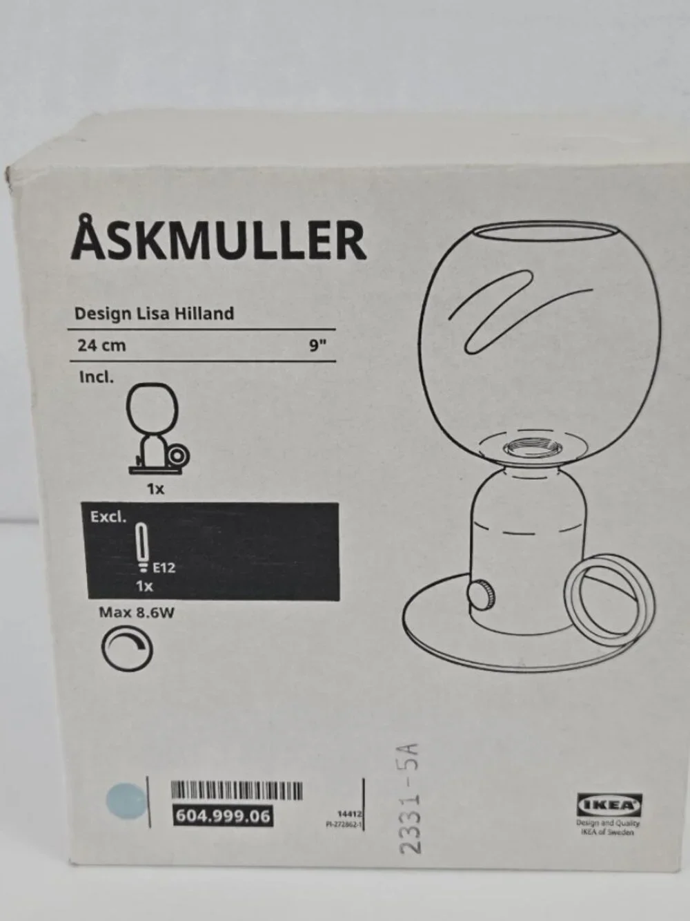 ÅSKMULLER 305.762.51/30576251 Table lamp, dimmable light gray, 9 